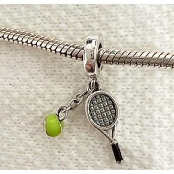 Tennis Charm Fandora Bracelet Tennis Ball Charm S925 ALE Sterling Silver Charm - Picture 1 of 2